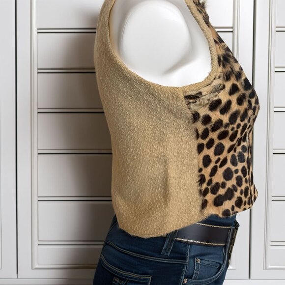 Vintage Genuine Ocelot Fur Collared Jacket with Matching Fur Top - Picture 14 of 16